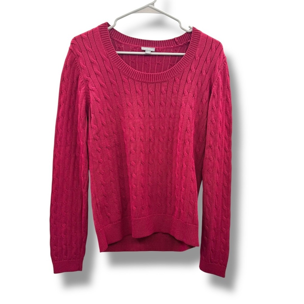 Ann Taylor Cable Knit Sweater Medium Silk Cotton Blend Pink Office Classic Soft